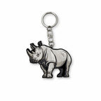 Wooden Rhinoceros Keyring