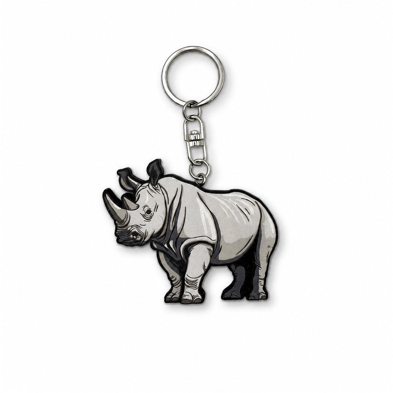 Wooden Rhinoceros Keyring