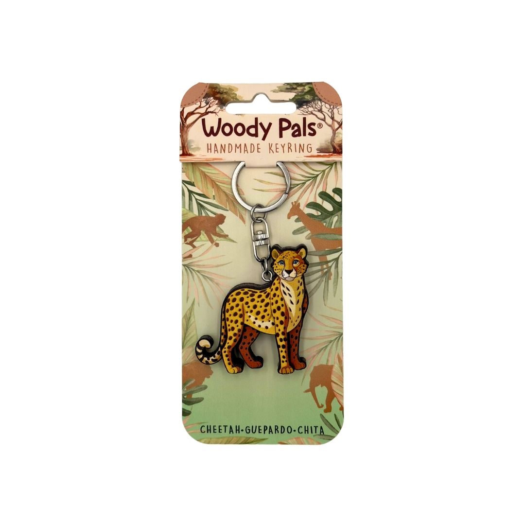 Wooden Cheetah Keyring