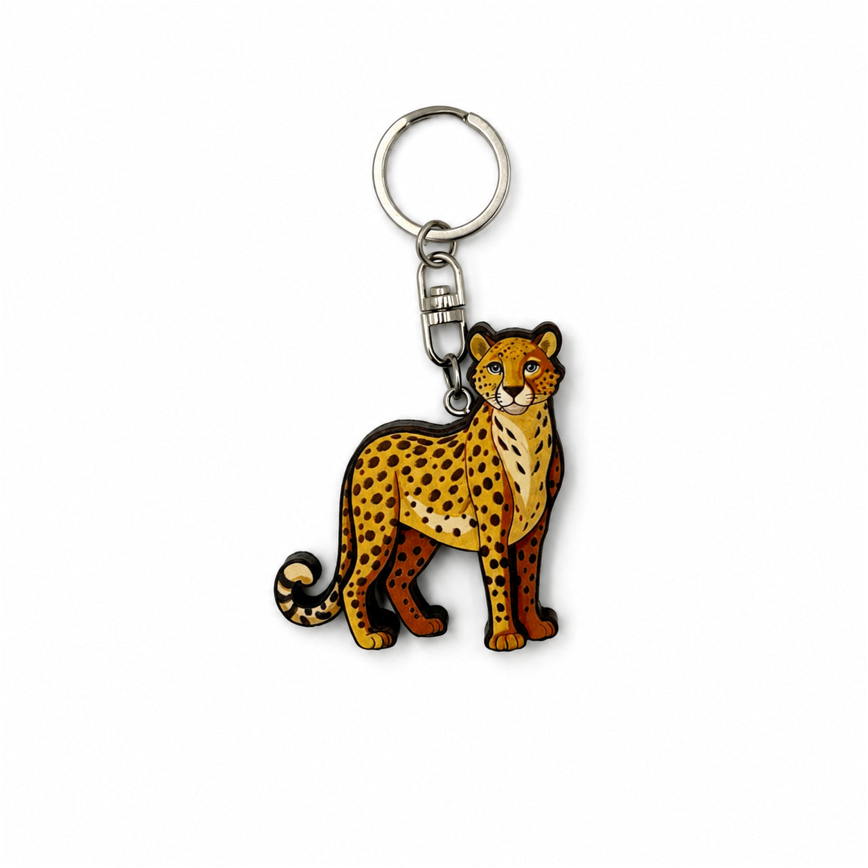 Wooden Cheetah Keyring