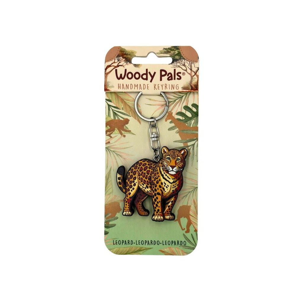 Wooden Leopard Keyring
