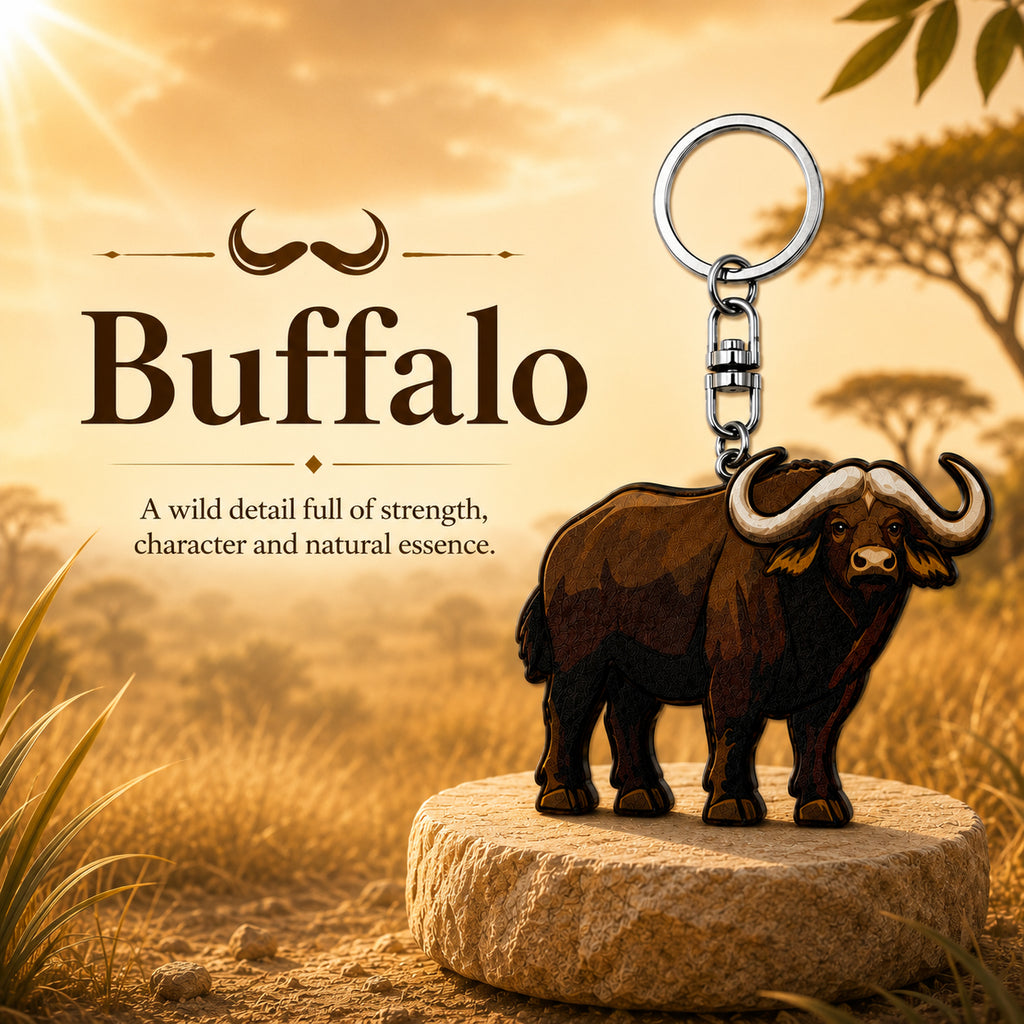 Wooden Buffalo Keyring