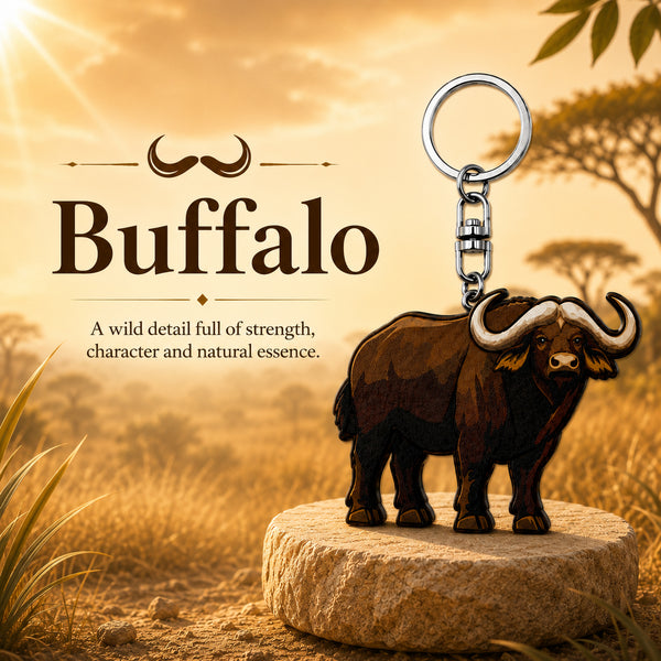 Wooden Buffalo Keyring