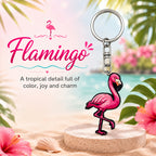 Wooden Flamingo Keyring