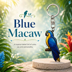 Wooden Blue Macaw Keyring