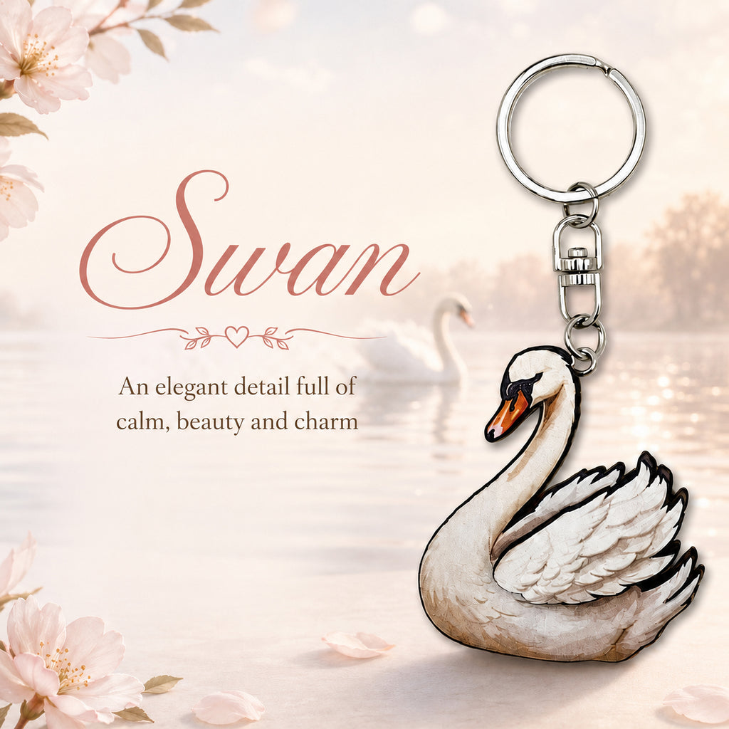 Wooden Swan Keyring