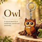 Wooden Owl Keyring