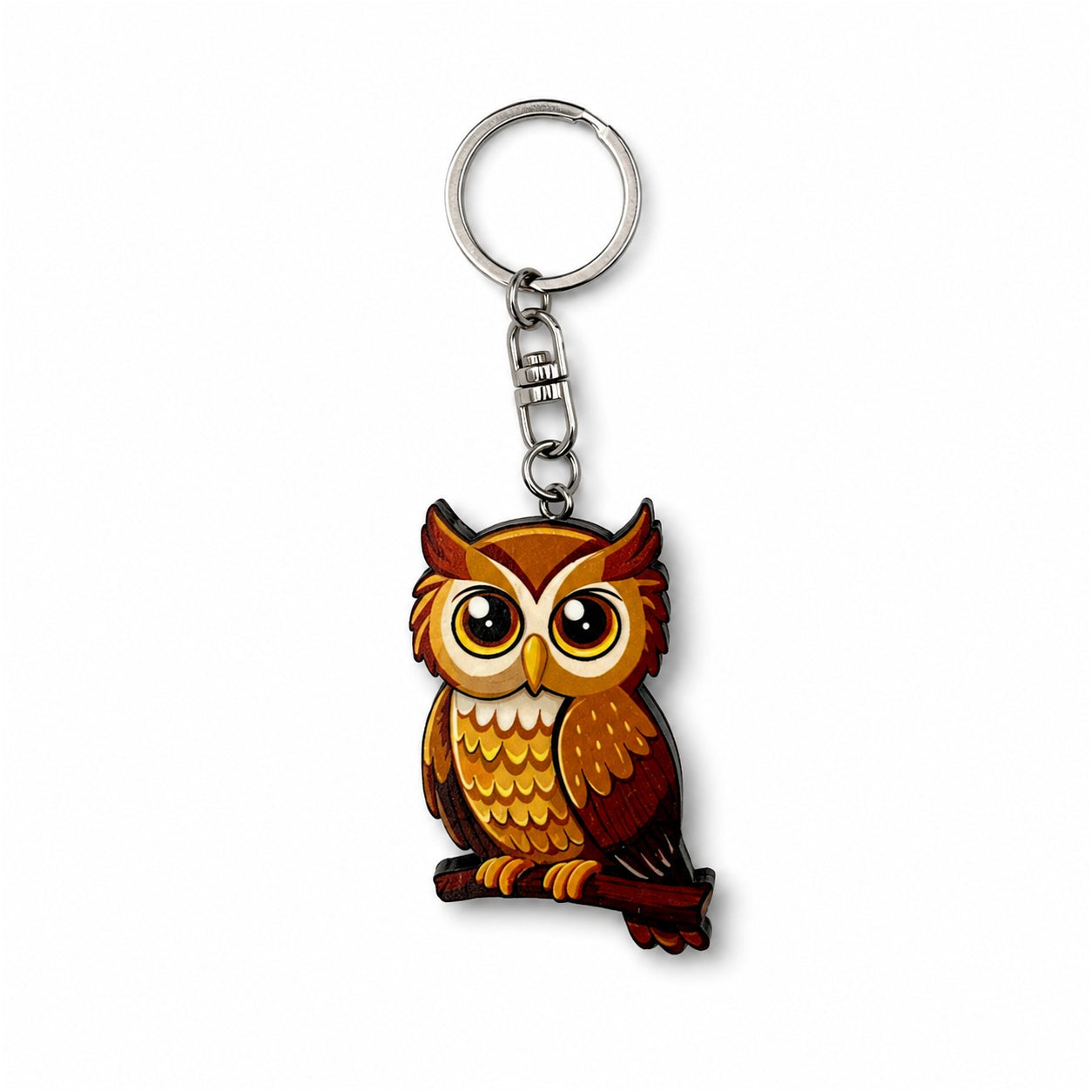 Wooden Owl Keyring