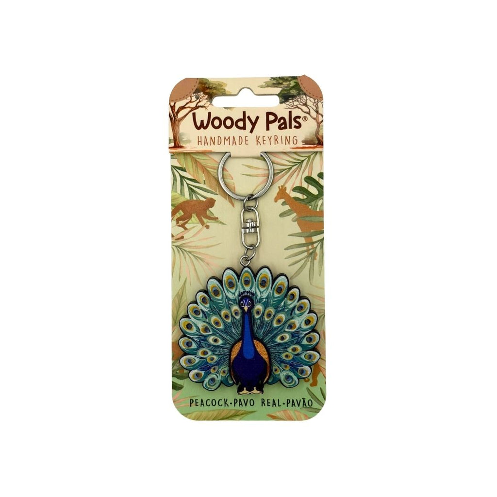 Wooden Peacock Keyring