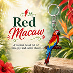 Wooden Red Macaw Keyring