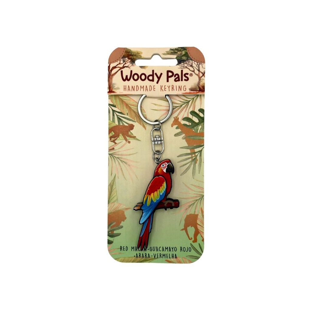 Wooden Red Macaw Keyring