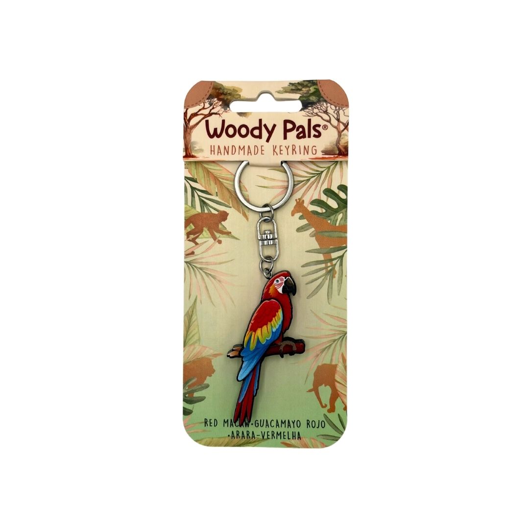 Wooden Red Macaw Keyring