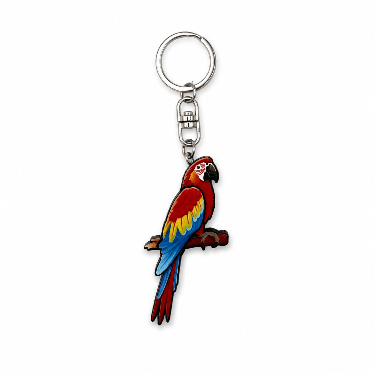 Wooden Red Macaw Keyring