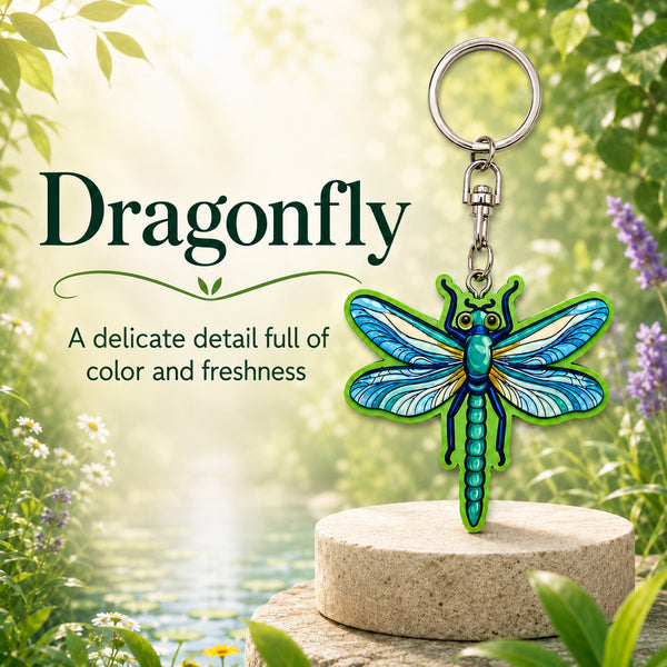 Wooden Dragonfly Keyring