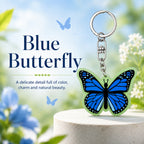 Wooden Blue Butterfly Keyring