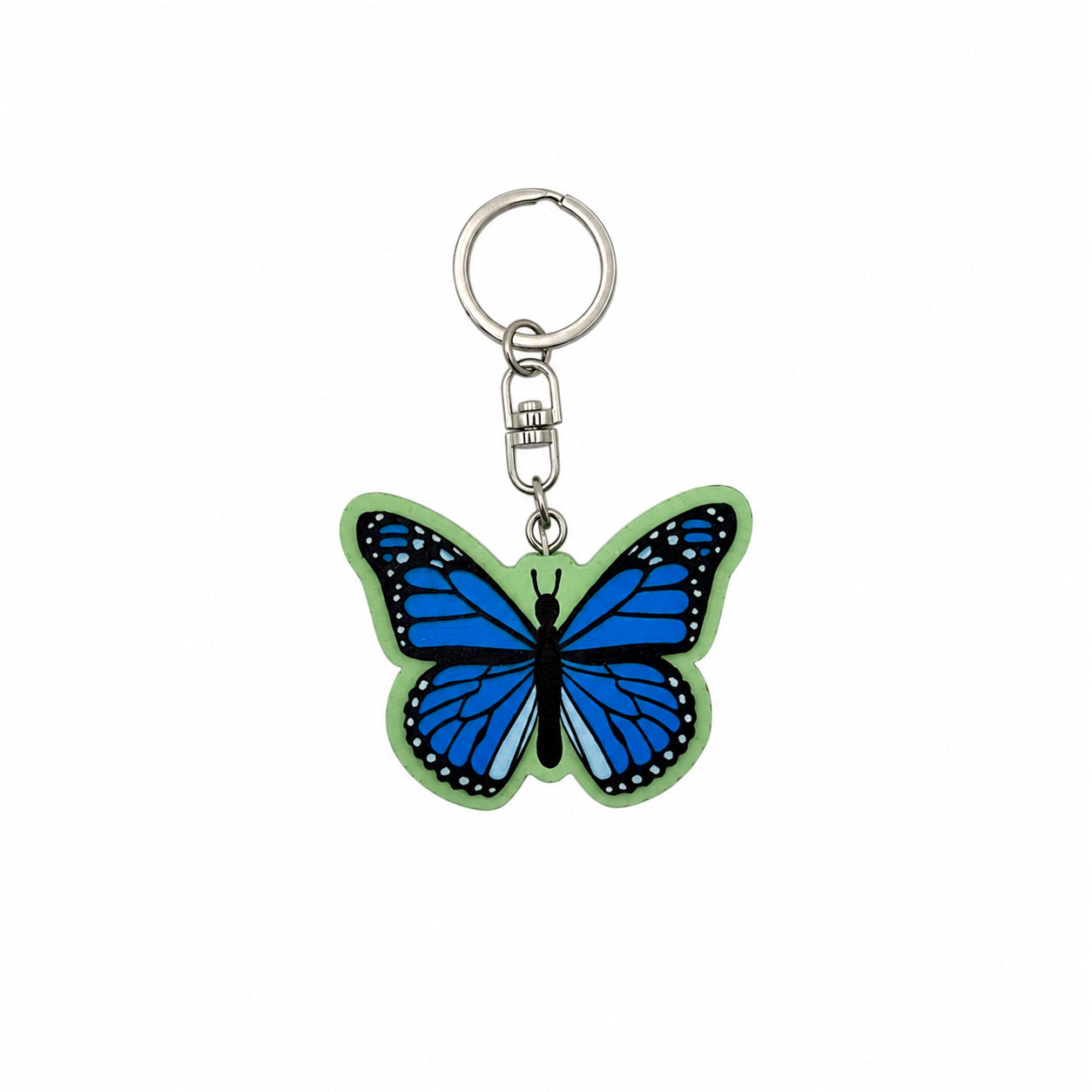 Wooden Blue Butterfly Keyring