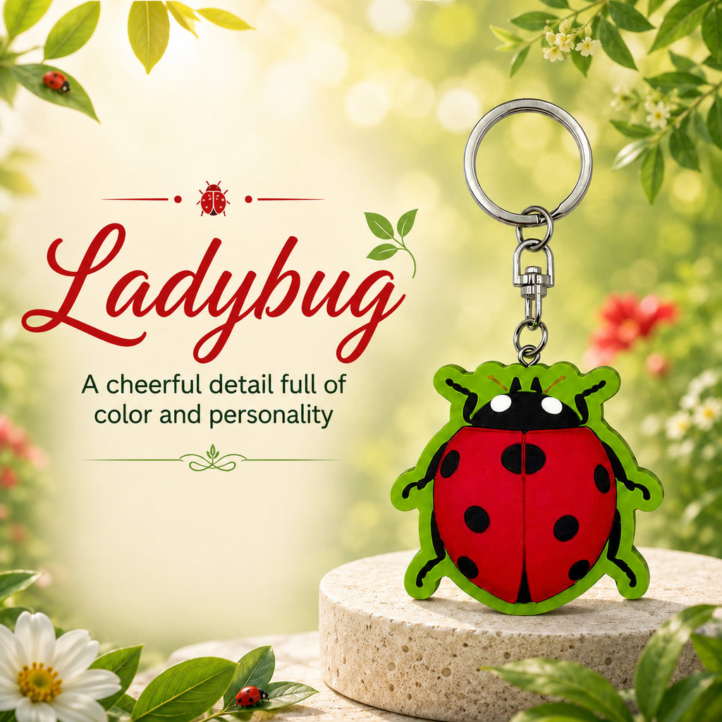 Wooden Ladybug Keyring