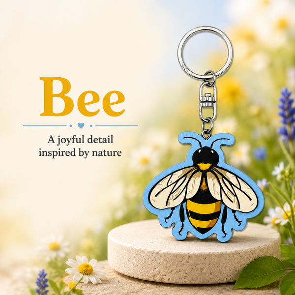 Wooden Bee Keyring