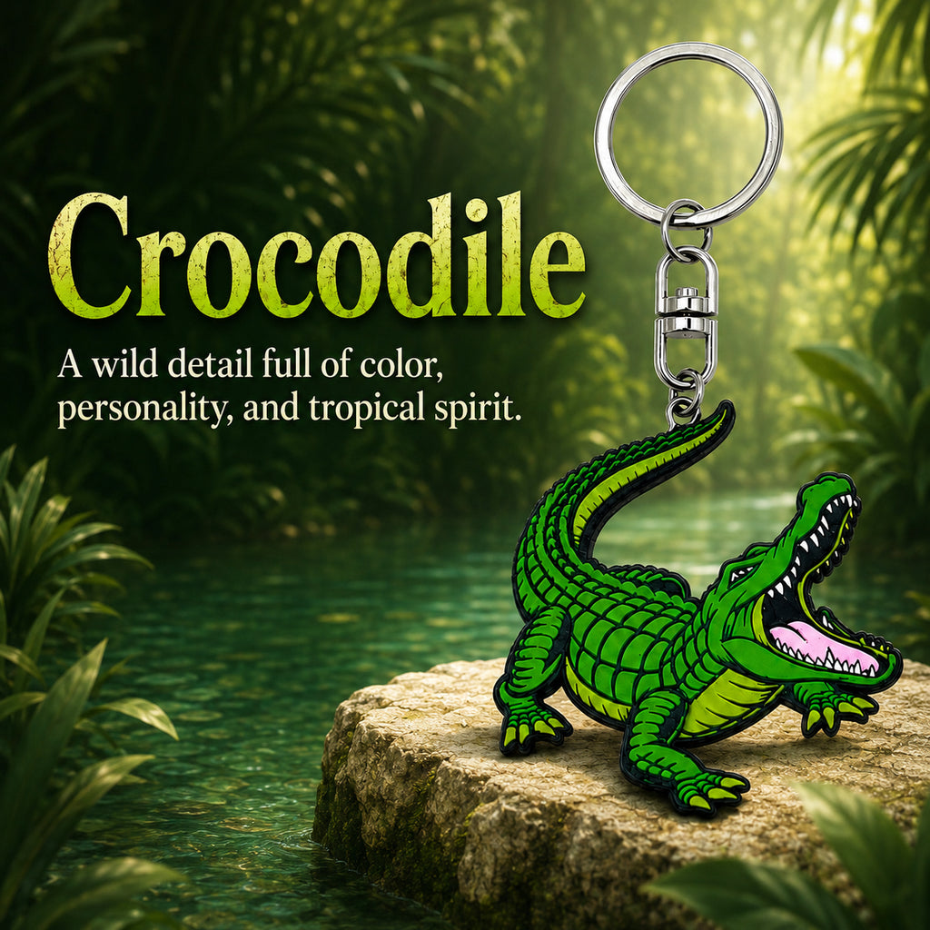 Wooden Crocodile Keyring