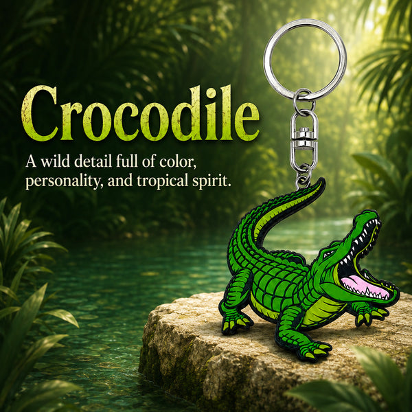 Wooden Crocodile Keyring