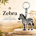 Wooden Zebra Keyring