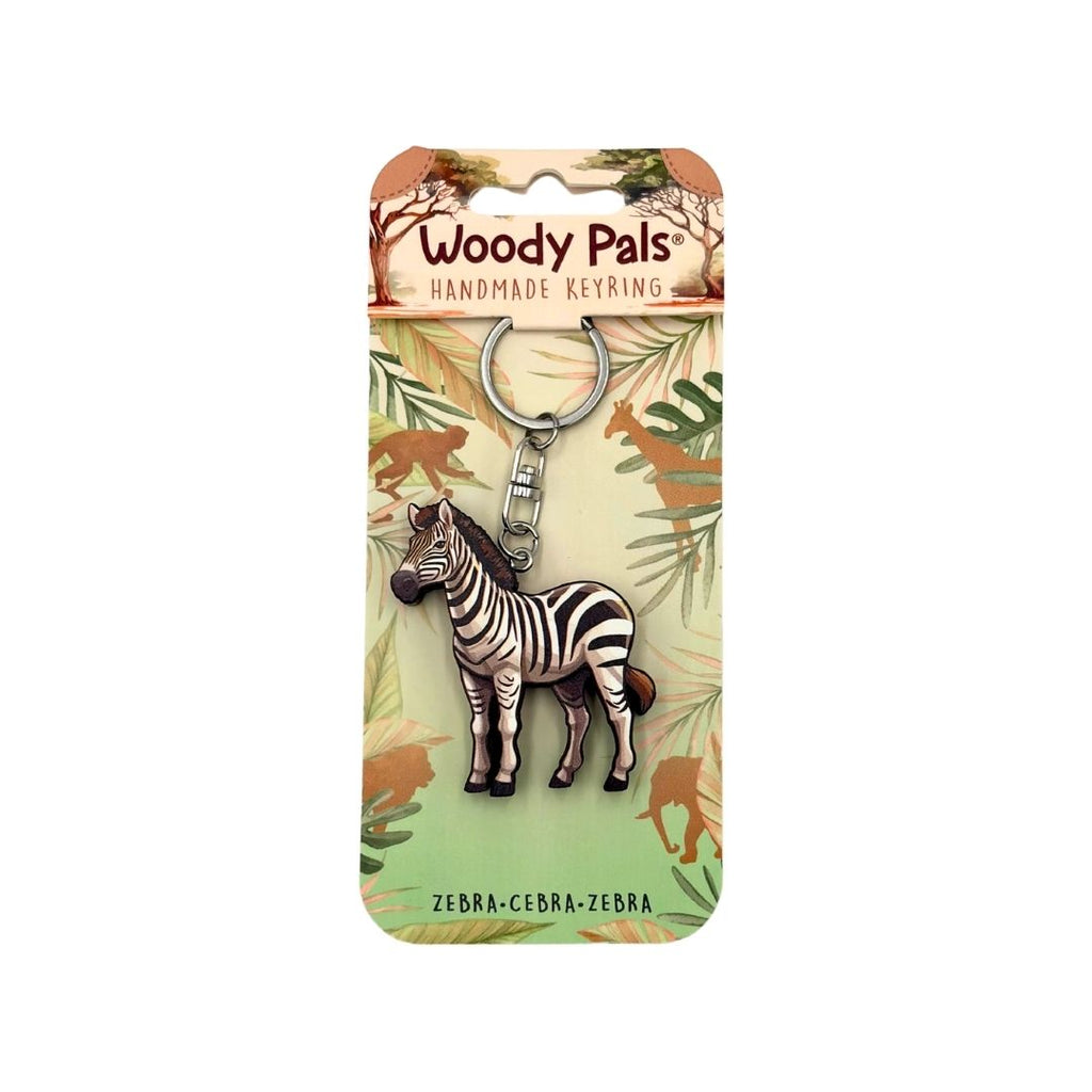 Wooden Zebra Keyring