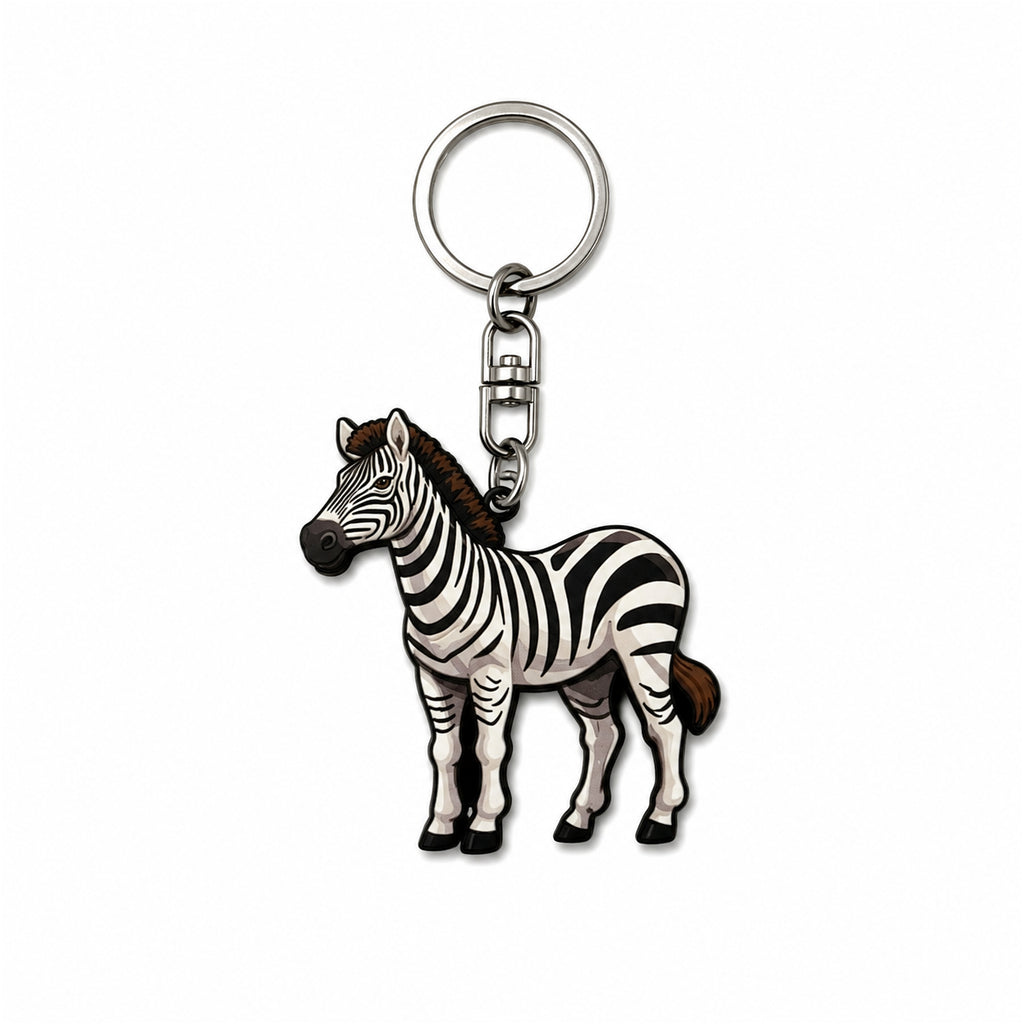 Wooden Zebra Keyring