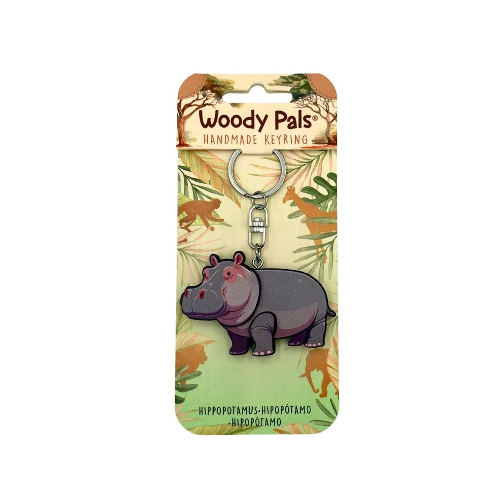 Wooden Hippopotamus Keyring