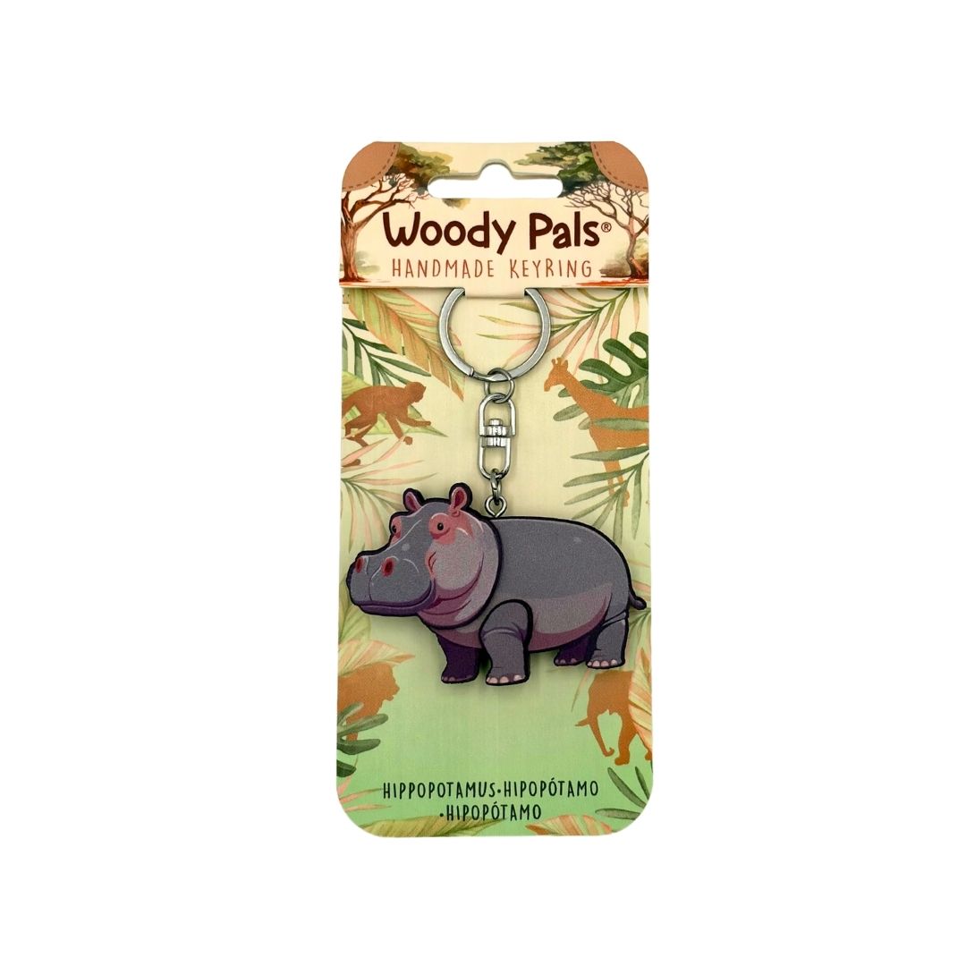 Wooden Hippopotamus Keyring