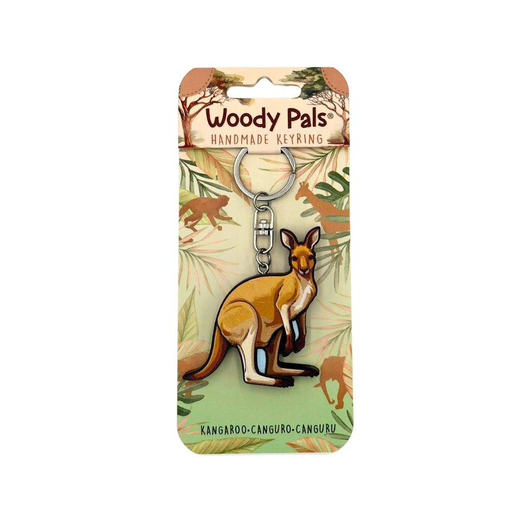 Wooden Kangaroo Keyring