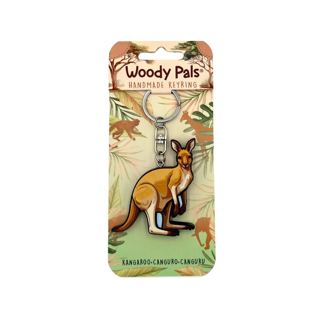 Wooden Kangaroo Keyring