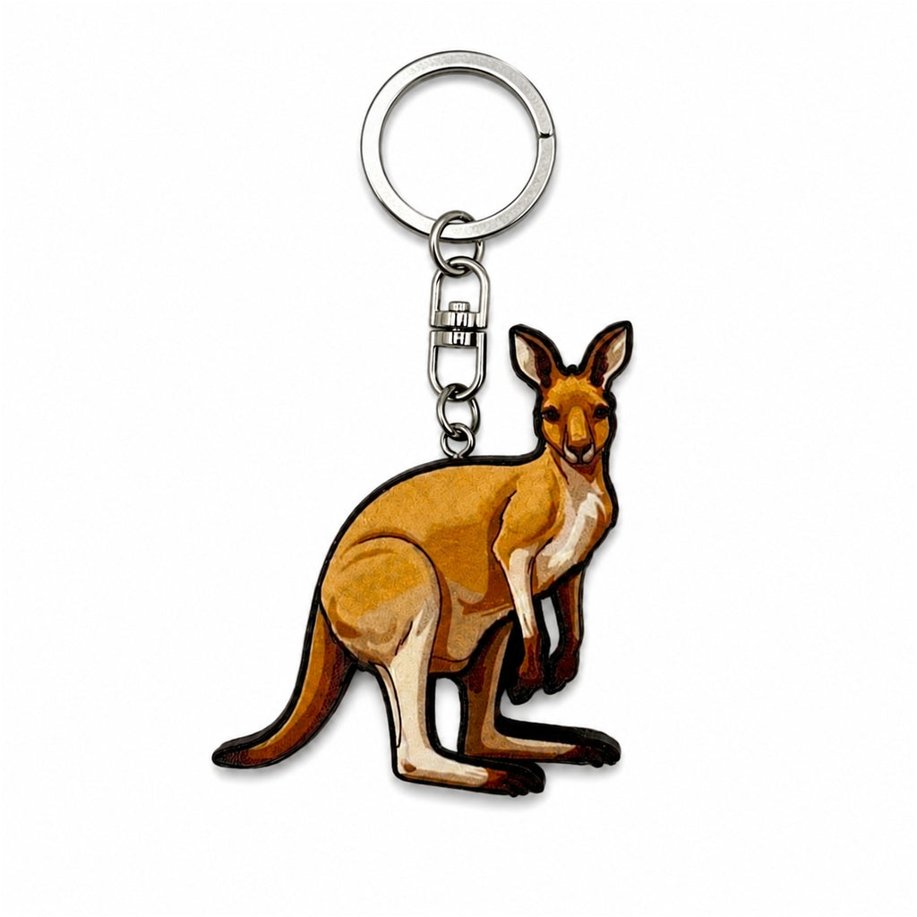 Wooden Kangaroo Keyring