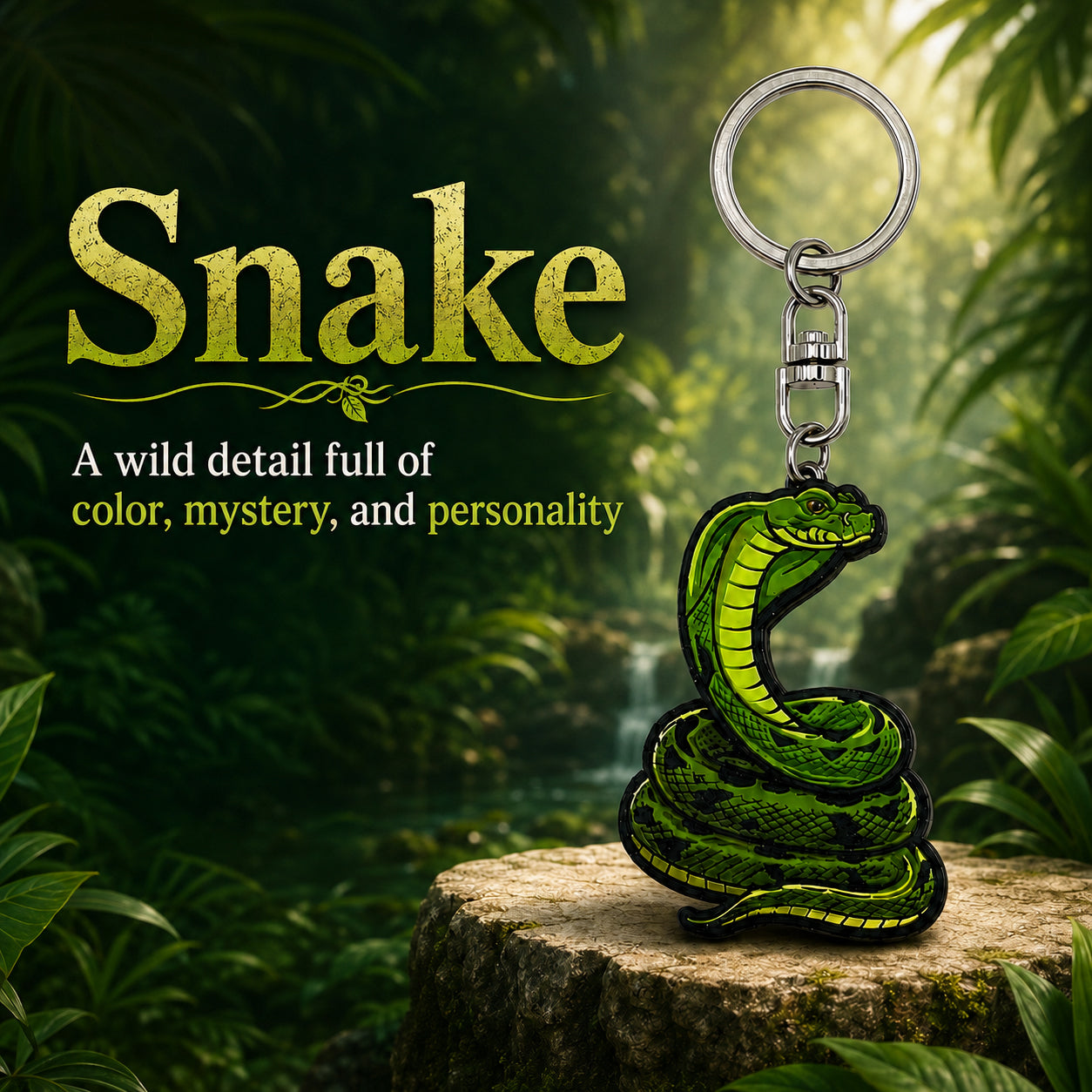 Wooden Snake Keyring
