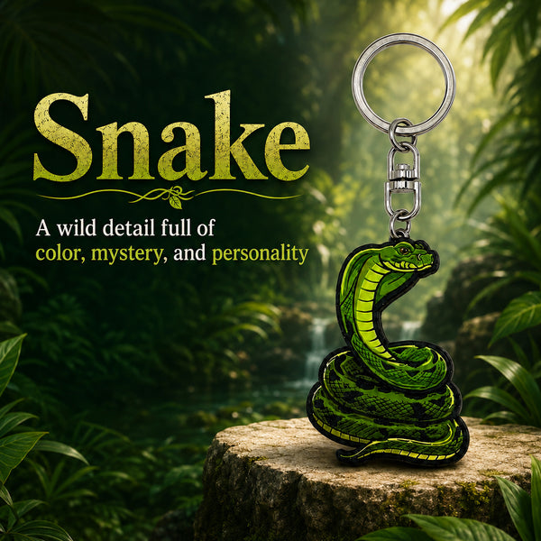 Wooden Snake Keyring