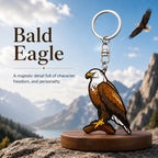 Wooden Bald Eagle Keyring