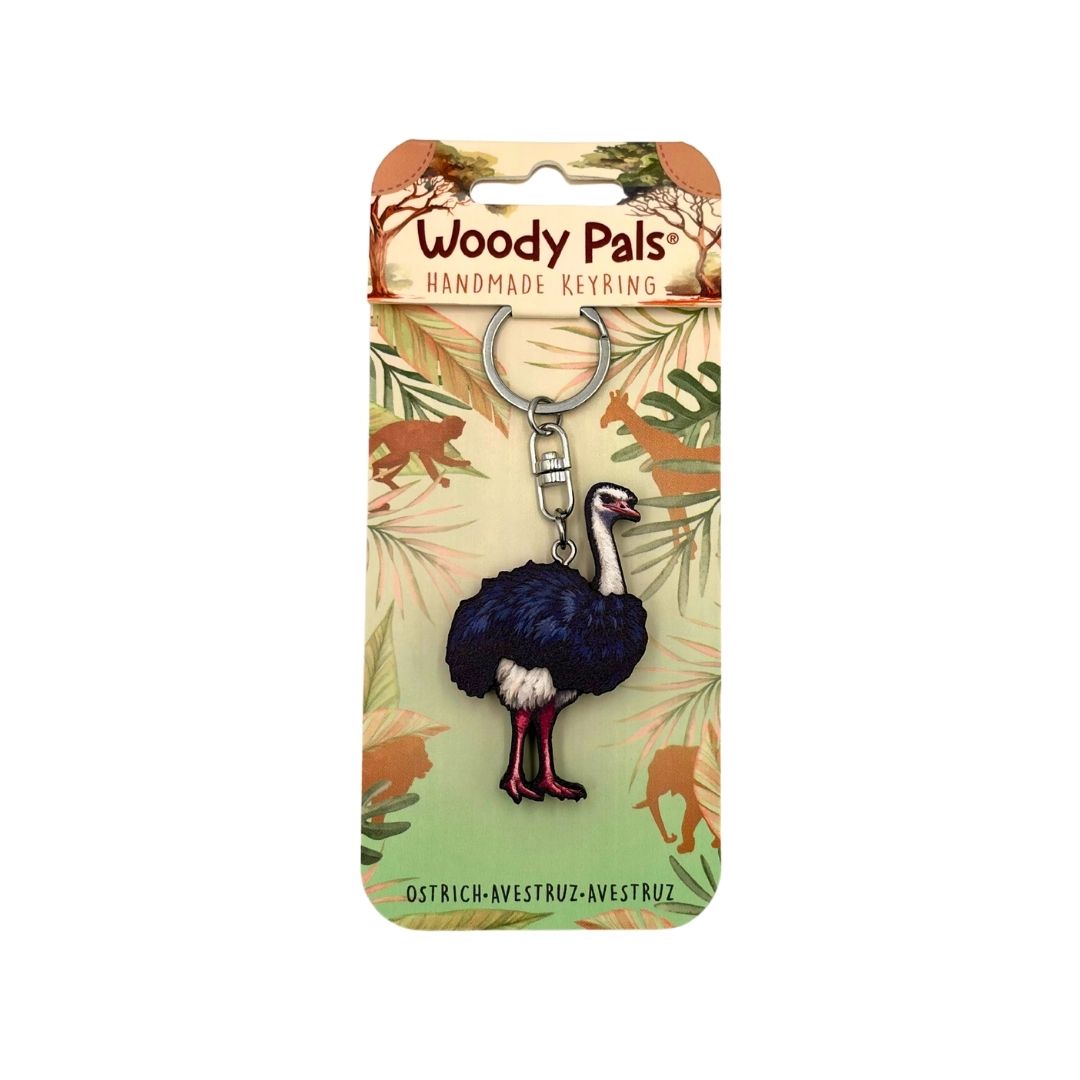 Wooden Ostrich Keyring