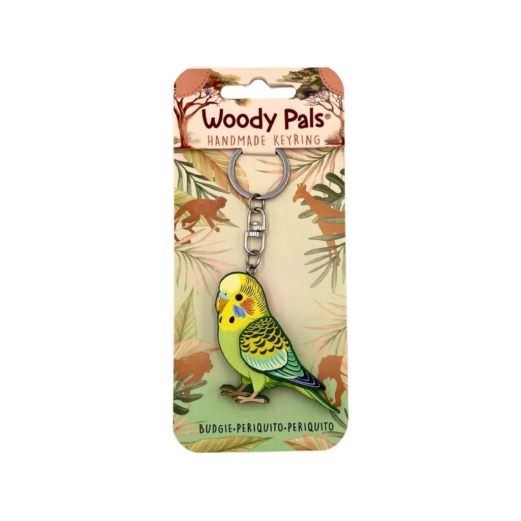Wooden Budgerigar Keyring