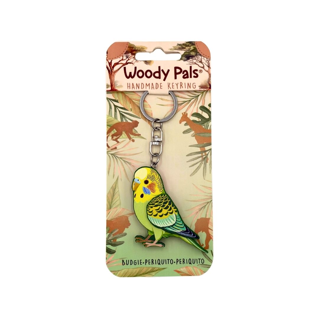 Wooden Budgerigar Keyring
