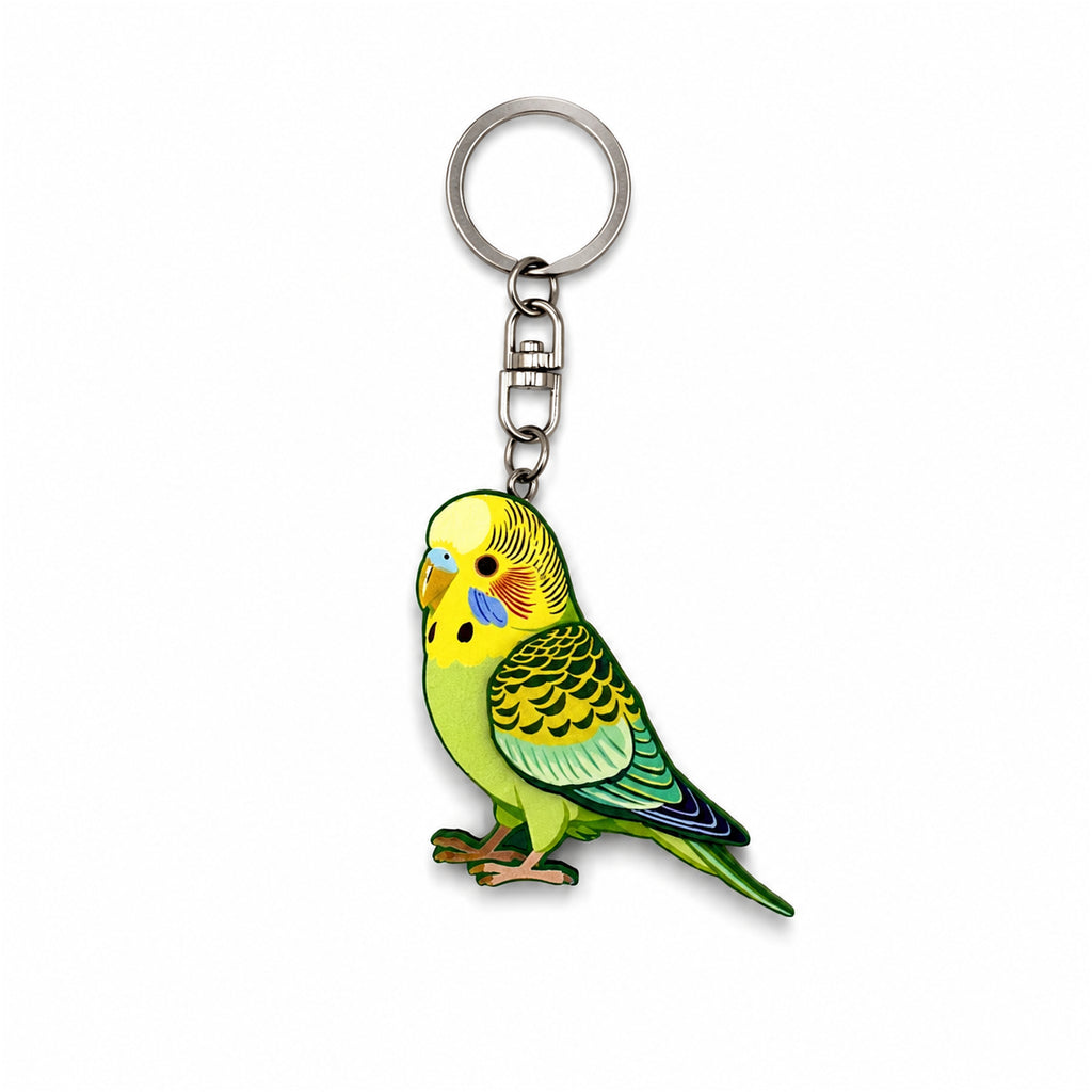 Wooden Budgerigar Keyring