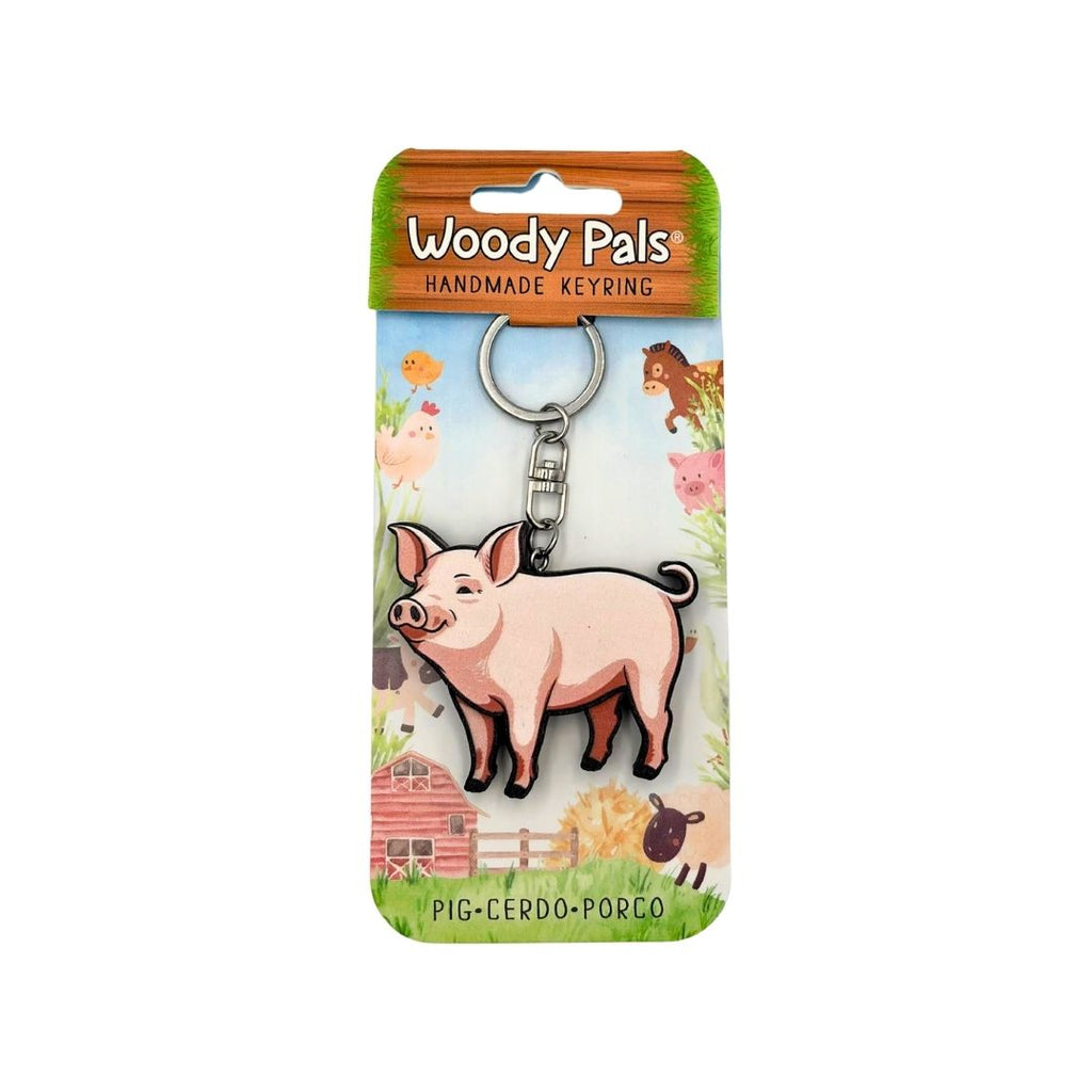 Wooden Pig Keyring