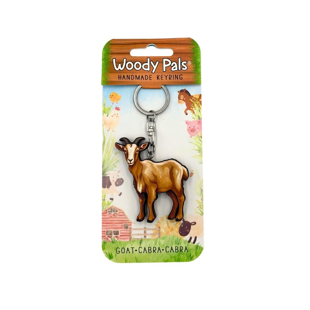 Wooden Goat Keyring