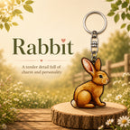 Wooden Rabbit Keyring