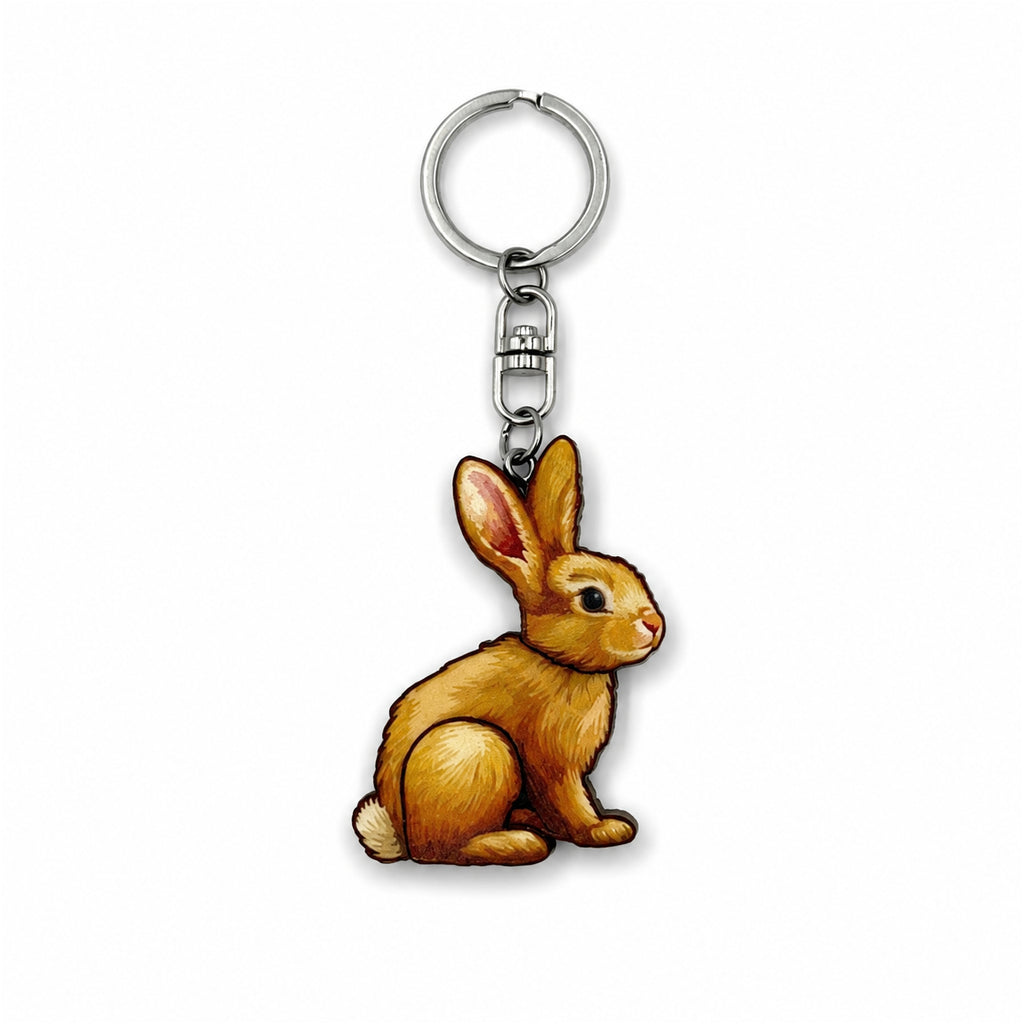 Wooden Rabbit Keyring