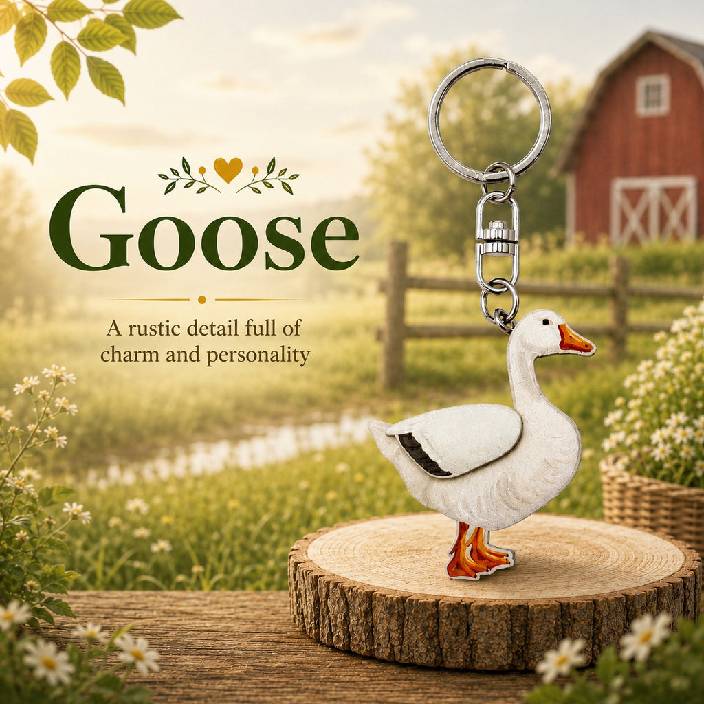 Wooden Goose Keyring
