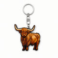 Wooden Highland Cow Keyring