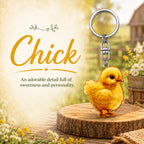 Wooden Chick Keyring