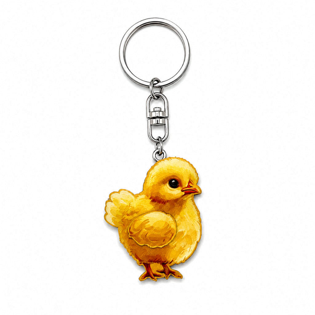 Wooden Chick Keyring