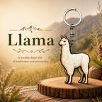 Wooden Llama Keyring