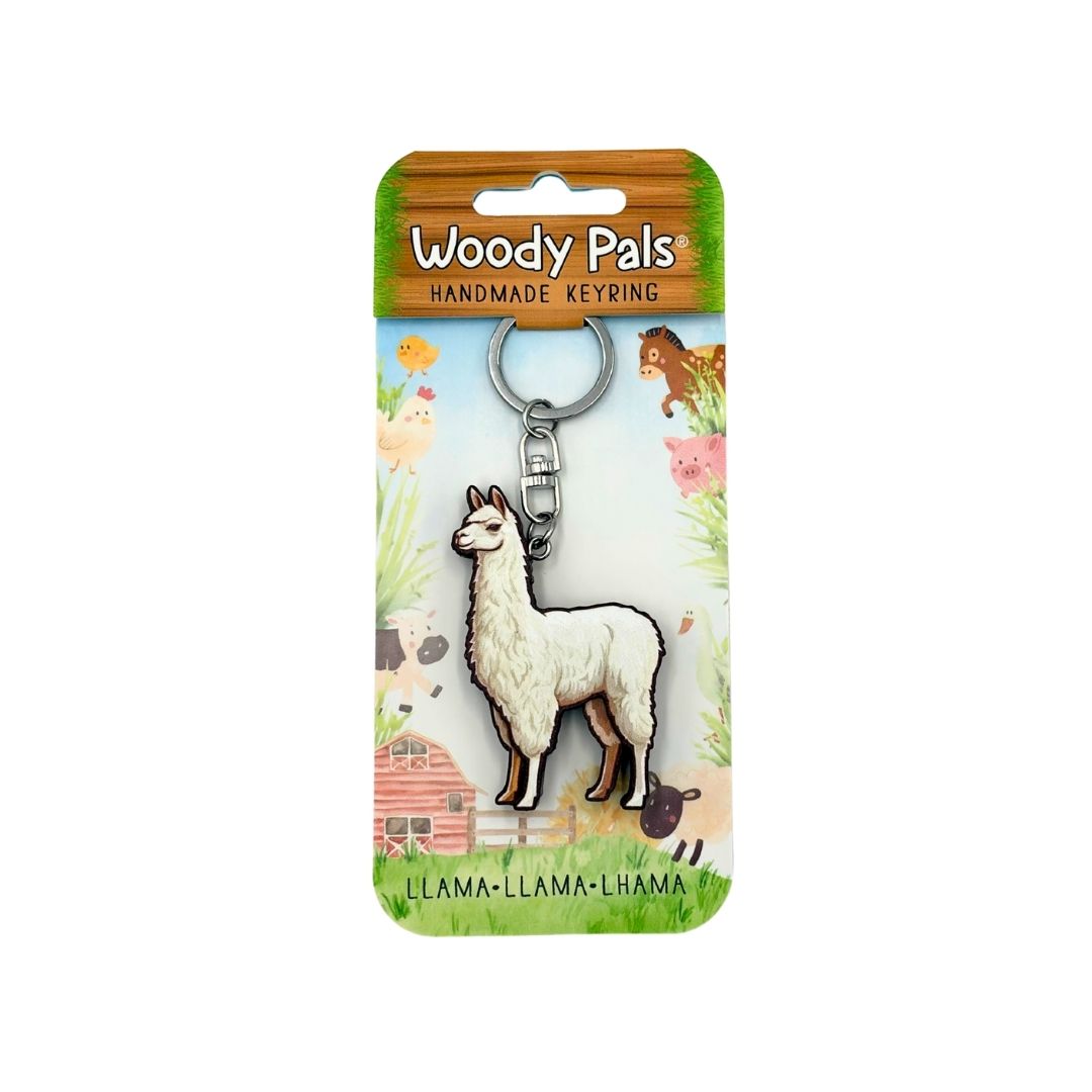 Wooden Llama Keyring